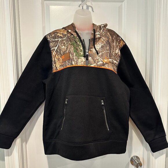 New Realtree Black w/Camo 1/4 Zip Pullover Fleece Hoodie Size M (NWOT) - Picture 2 of 12